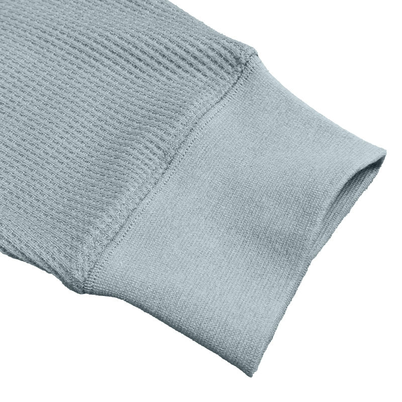 Waffle Knit Henley Long Sleeve Shirt