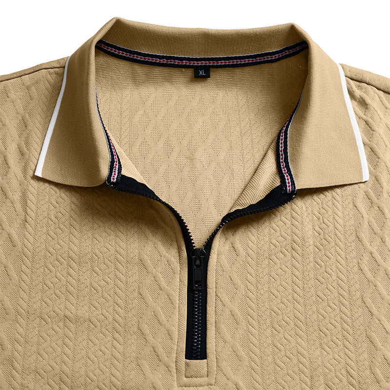 Textured Quarter-Zip Polo Shirt