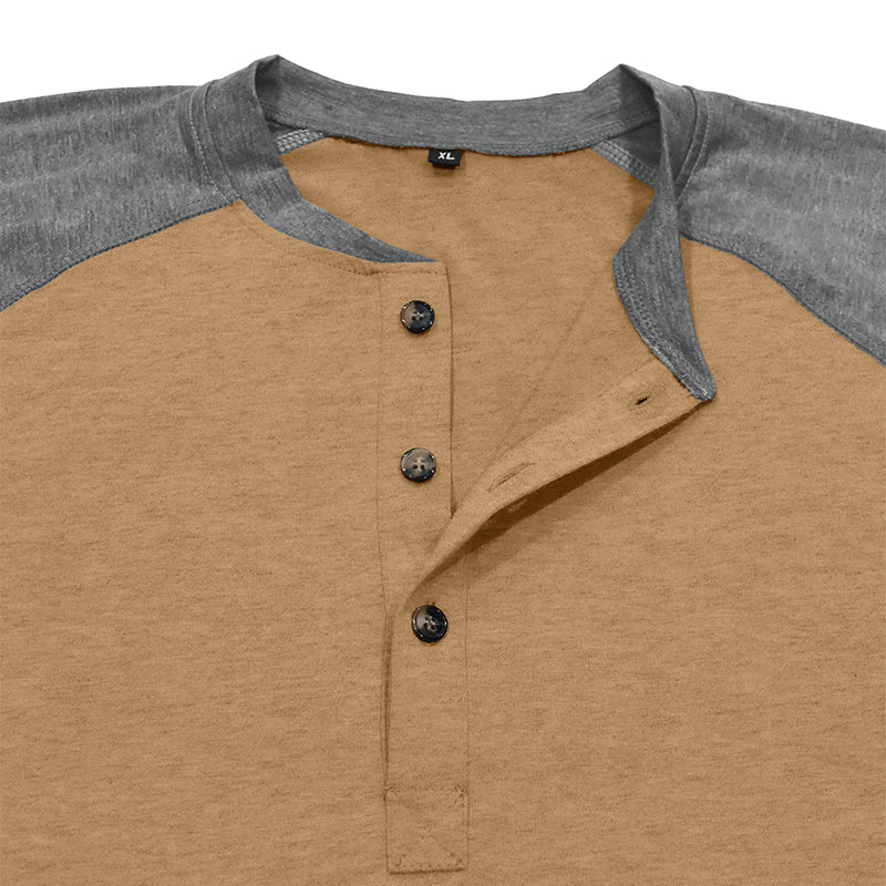 Michael Colour Block Henley Long Sleeve Shirt
