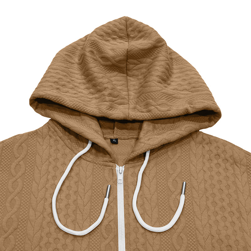 Erik Cable-Textured Full-Zip Hoodie
