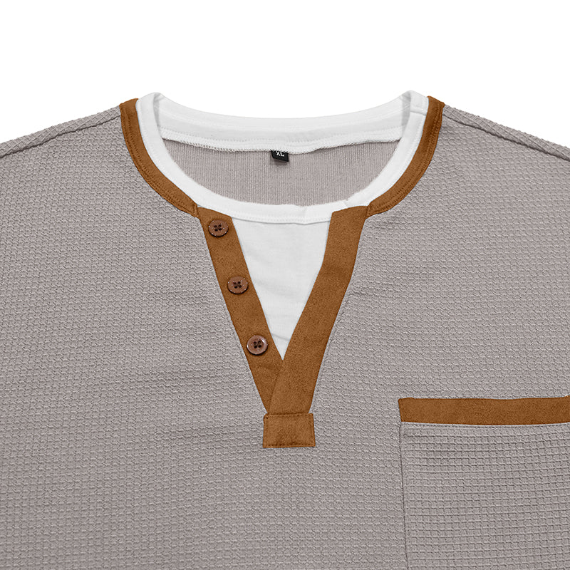 Ryan  Layered-Look Henley Long-Sleeve T-Shirt