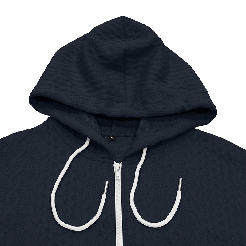 Erik Cable-Textured Full-Zip Hoodie