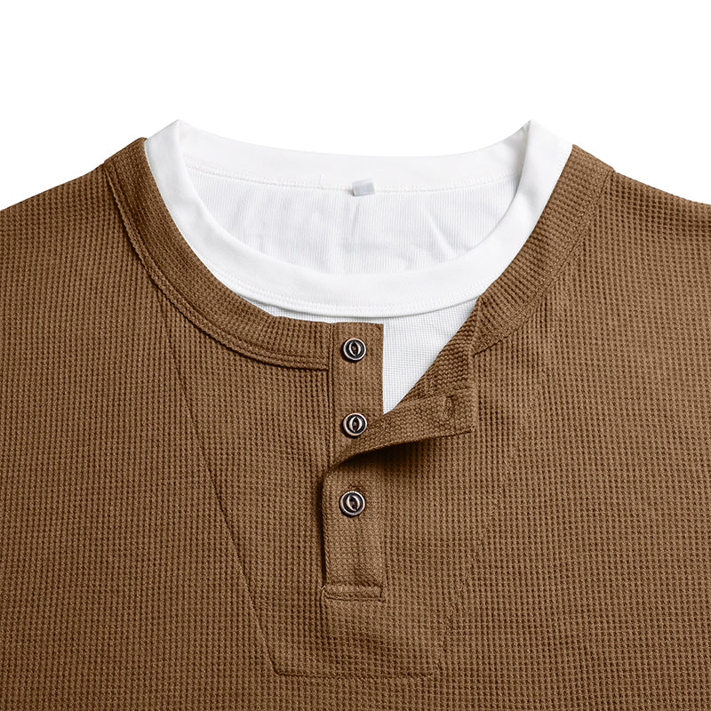 Julien Waffle Long-Sleeve Henley T-Shirt