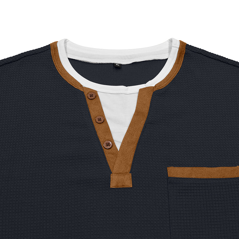 Ryan  Layered-Look Henley Long-Sleeve T-Shirt