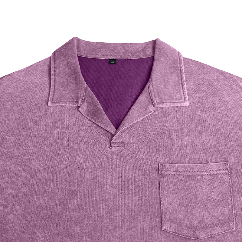 Vintage Washed Long Sleeve Polo Shirt