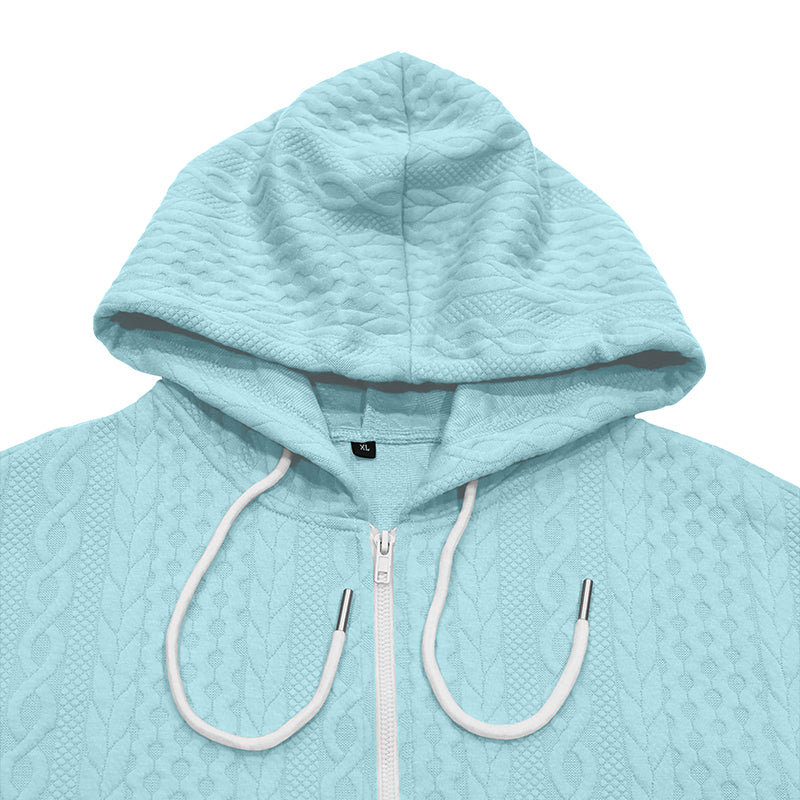 Erik Cable-Textured Full-Zip Hoodie