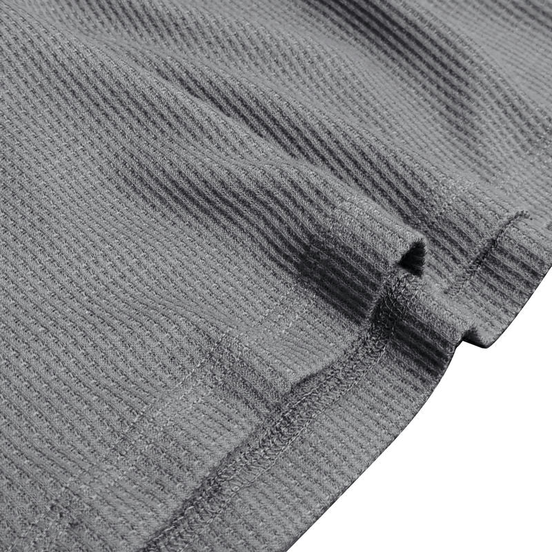 Waffle Knit Henley Long Sleeve Shirt