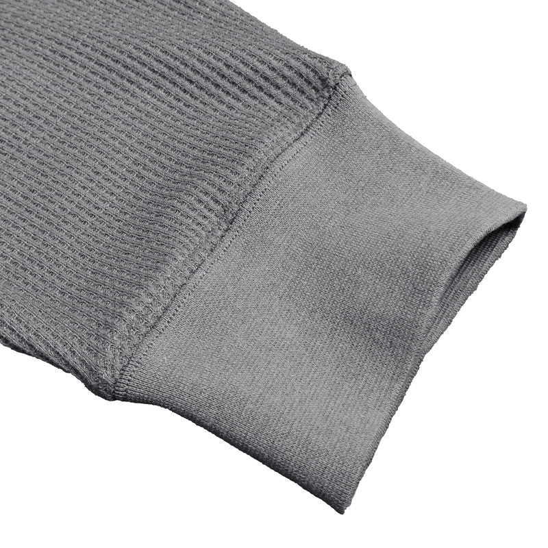 Waffle Knit Henley Long Sleeve Shirt